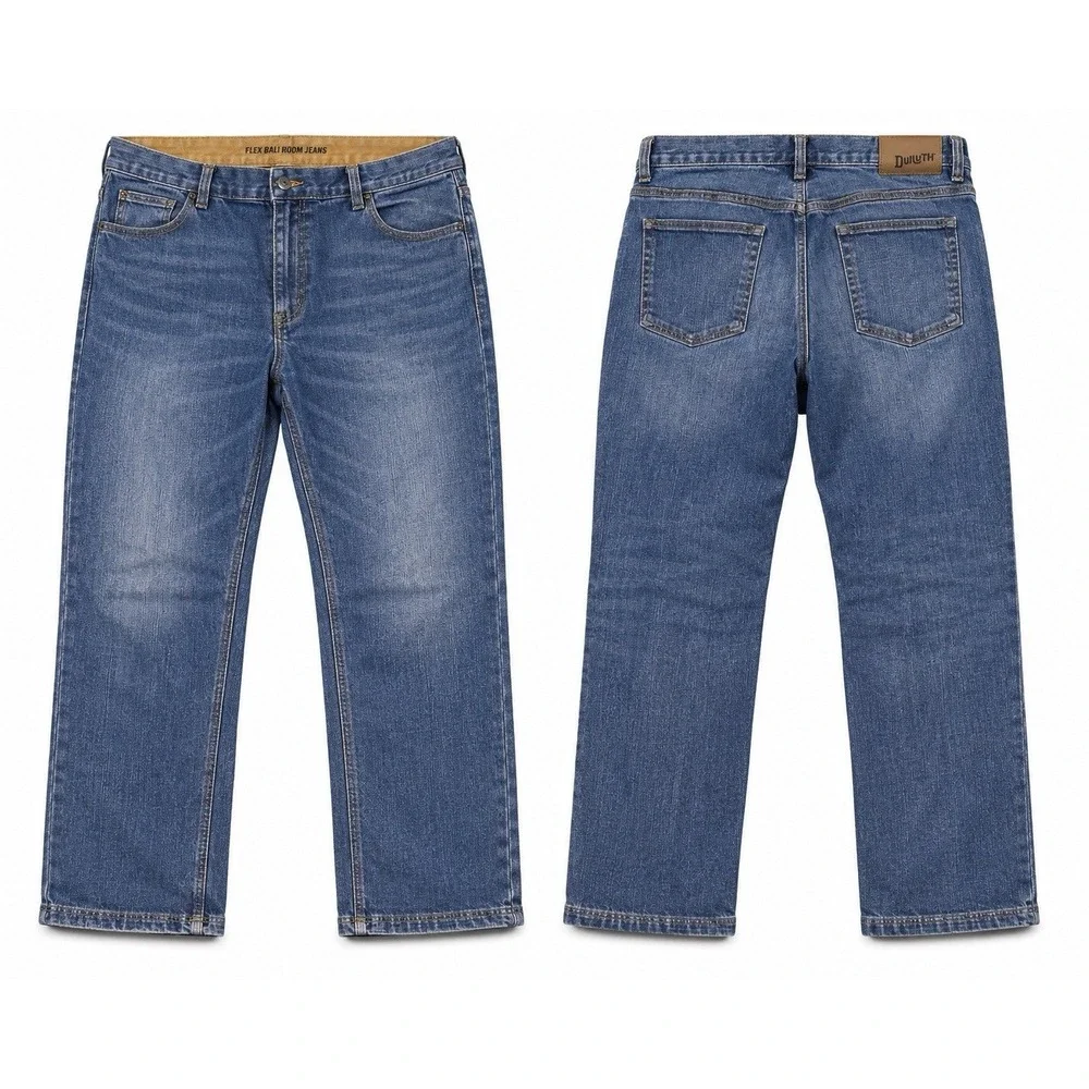 Duluth Trading Co Mens 42x32 Medium Wash Flex Ballroom Workwear Blue Jeans